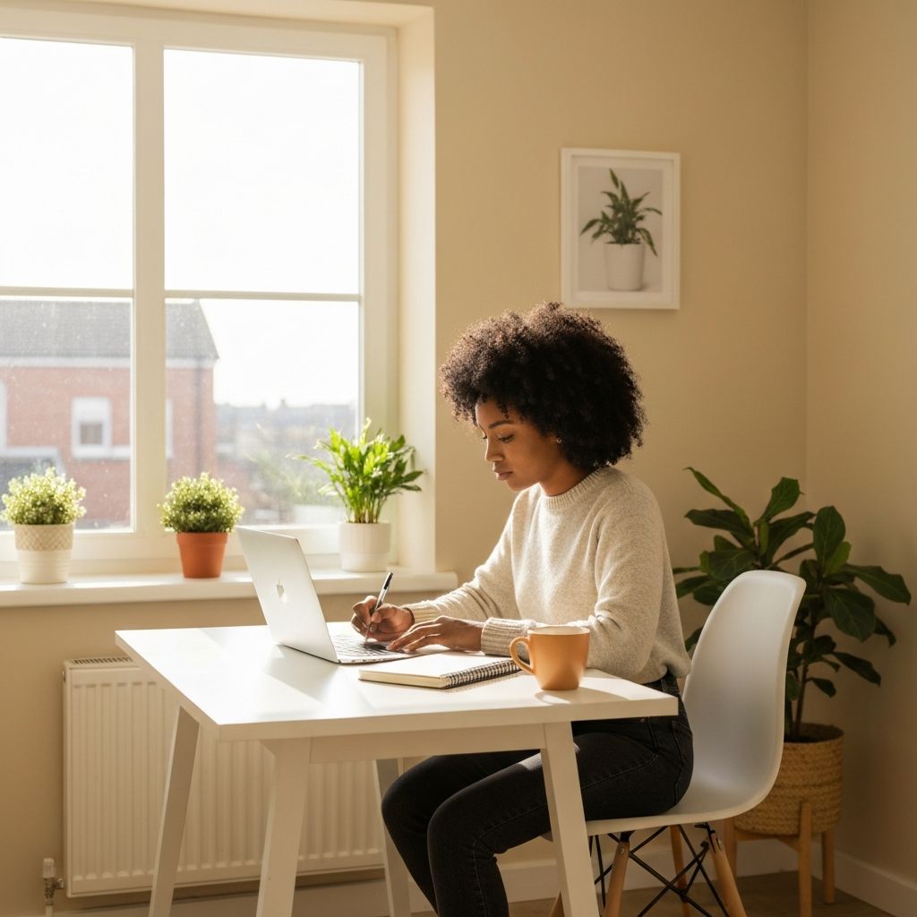 Person working at desk during daytime with natural light